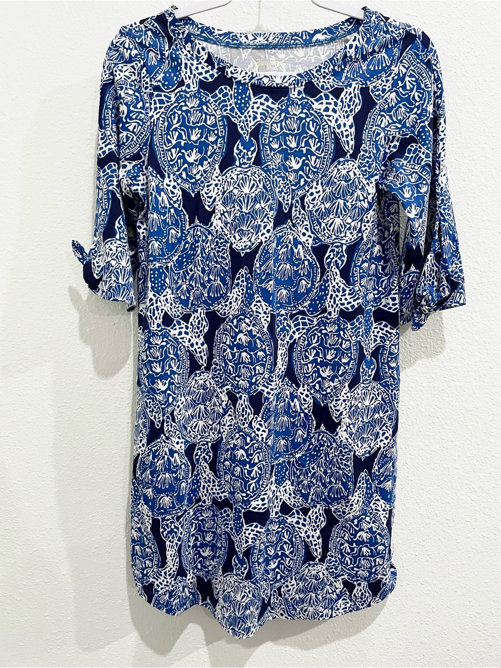 Lilly Pulitzer Preston Turtle Print Dress Preppy Cotton Casual Blue